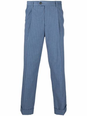 Brunello Cucinelli pantalon droit à fines rayures - Bleu