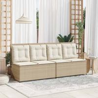 Tuinbank met kussen Beige Poly riet