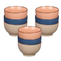 Kommetjes/serveer schaaltjes - 9x stuks - Mistique - porselein - D14 x H8 cm - 3 kleuren
