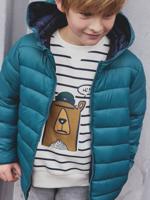 Lichte donsjas met capuchon jongen smaragdgroen