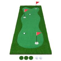 300 x 100 cm Golfslagmat Golftrainingsmat met Kunstgras 3 Holes 3 Cup Vlaggen Golf Putting Green voor Binnen en Buiten
