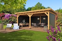 Overkapping Plat Dak Odense XL Type 4 Red Class Wood 550x378 cm - zwarte Wanden- Plat dak- - Tuindeco