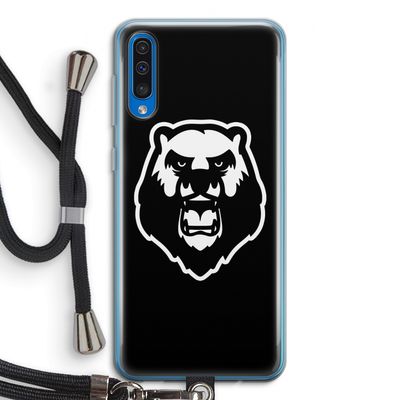 Angry Bear (black): Samsung Galaxy A50 Transparant Hoesje met koord