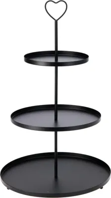 Etagere ijzer 3-laags 30x48cm zwart