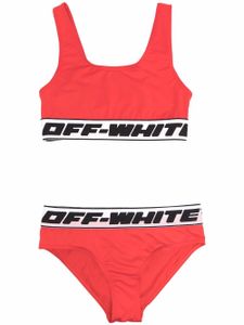 Off-White Kids bikini à bande logo - Rouge