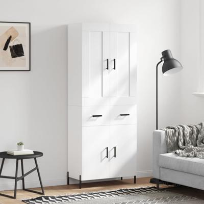 Hoge kast 69,5x34x180 cm bewerkt hout wit