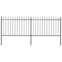 Tuinhek met speren bovenkant 3,4x1,2 m staal zwart
