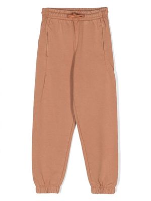 MSGM Kids pantalon de jogging en coton à patch logo - Marron