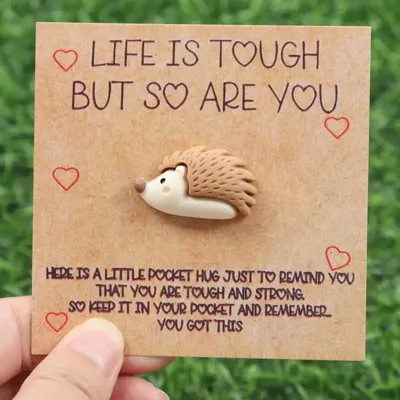 Pocket Hug Kaart met Schattig Egelbeeldje - Liefde & Vriendschap - Spiritueelboek.nl