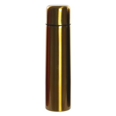RVS thermosfles/isoleerfles goud met drukdop 920 ml
