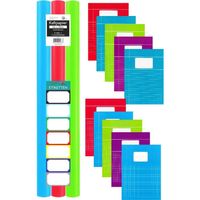 Benza Trendy Schoolpakket - 3 rollen Kaftpapier - 10 Schriften A4 5 x Lijn & 5 x Ruit - thumbnail