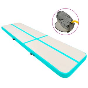 VidaXL Gymnastiekmat met pomp opblaasbaar 600x100x20 cm pvc groen