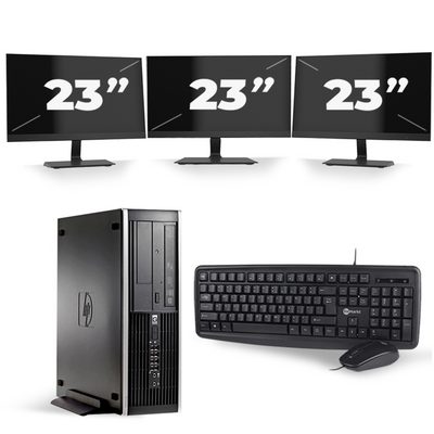 HP Compaq 8100 Elite SFF - Intel Core i5-1e Generatie - 8GB RAM - 256GB SSD - Windows 10 + 3x 23 inch Monitor