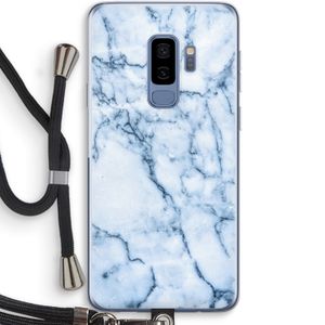 Blauw marmer: Samsung Galaxy S9 Plus Transparant Hoesje met koord