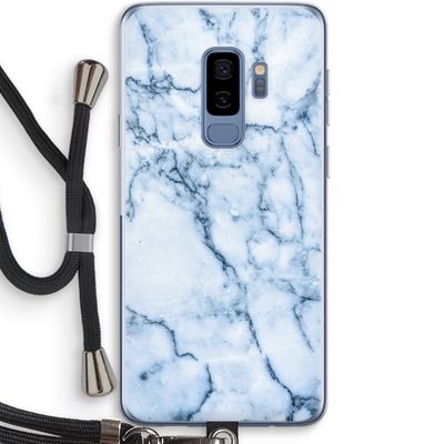 Blauw marmer: Samsung Galaxy S9 Plus Transparant Hoesje met koord