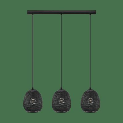 Eglo Zwarte rotan hanglampDembleby 1 3-lichts - 43266