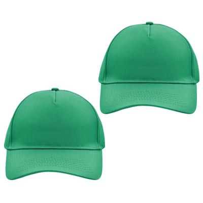 Baseball pet/cap - 2x - groen - volwassenen - Voordelige caps - katoen