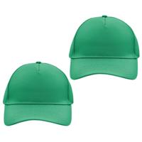 Baseball pet/cap - 2x - groen - volwassenen - Voordelige caps - katoen