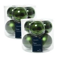 Decoris Kerstballen - 12x stuks - donkergroen - glas - 8 cm