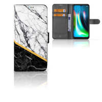 Motorola Moto G9 Play | E7 Plus Bookcase Marmer Wit Zwart - Origineel Cadeau Man
