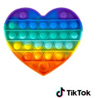 Pop it Fidget Toy Regenboog- Bekend van TikTok - Hartje- Rainbow - thumbnail