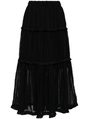 b+ab jupe mi-longue à volants superposés - Noir