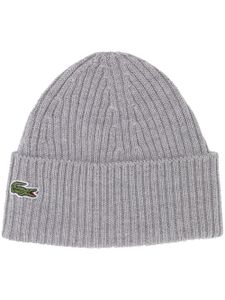 Lacoste bonnet en laine à patch logo - Gris