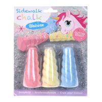 Stoepkrijt Glitter Eenhoorn, 3st.