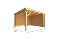 Overkapping Els 400 cm bij 250 cm diep Lessenaarsdak - Warentuin collection