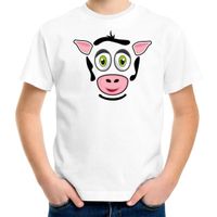 Dieren verkleed t-shirt voor kinderen - koe gezicht - carnavalskleding - wit