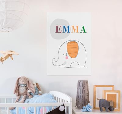 Aangepaste baby olifant kinderkamer poster