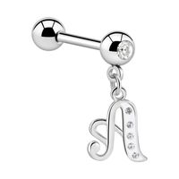 Jeweled Barbell with Charm Chirurgisch staal 316L / Belegde messing Barbells - thumbnail