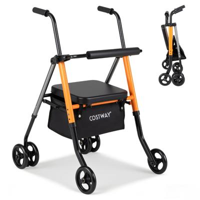 2-in-1 Lichtgewicht Opvouwbare Vierwielige Rollator Geschikt Voor Ouderen En Personen met een Handicap