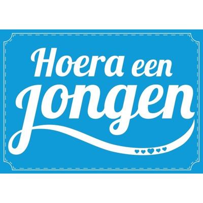 Hoera een jongen ansichtkaart - wenskaart - geboren - kraamcadeau - A5 formaat - extra groot
