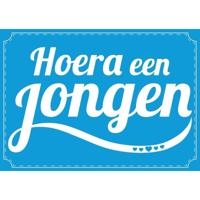 Hoera een jongen ansichtkaart - wenskaart - geboren - kraamcadeau - A5 formaat - extra groot
