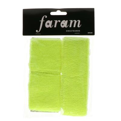 Faram Zweetbandjes set - neon geel - Foute 80s/90s party verkleed accessoires - hoofd en pols