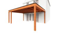 Trendhout Aanbouwveranda Modena 590x485 cm - model links- Plat dak- Hout- Trendhout