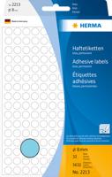 Etiket herma 2213 rond 8mm blauw 5632st