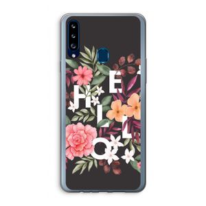 Hello in flowers: Samsung Galaxy A20s Transparant Hoesje