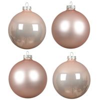 Decoris Kerstballen - 4x stuks - lichtroze - glas - 10 cm