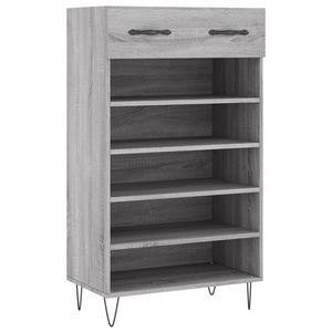 The Living Store Schoenenkast - Elegant - Type- Opbergmeubel - Afmeting- 60 x 35 x 105 cm - Kleur- Grijs Sonoma Eiken