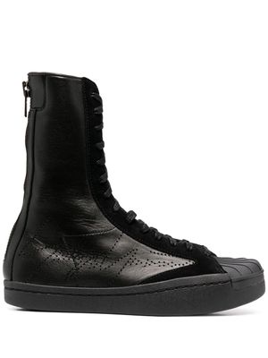 Yohji Yamamoto baskets montantes à surpiqûres logo - Noir