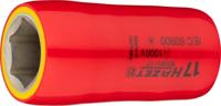 HAZET Dopsleutel · geïsoleerd 900KV-17 · 1/2 inch (12,5 mm) vierkant hol · Buiten-zeskant-tractieprofiel · SW 17 mm