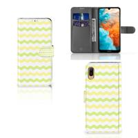 Huawei Y6 (2019) | Telefoon Hoesje | Waves Yellow | Portemonnee hoesje