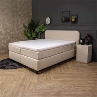 2-Persoons Boxspring Curvy - Teddystof - Creme/ Zand 180x210 cm - Pocketvering - Inclusief Topper - Dekbed-Discounter.nl 2-Persoons Boxspring Curvy - Teddystof - Creme/ Zand 180x210 cm - Pocketvering - Inclusief Topper - Dekbed-Discounter.nl