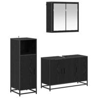 Badkamermeubelset met opslag 3 pcs Zwart eiken 90 x 33 x 60 cm