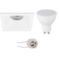 LED Inbouwspot Set GU10 - Vierkant Mat Wit - 8W Warm Wit 3000K - 82mm