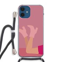 Pink boots: iPhone 12 Transparant Hoesje met koord