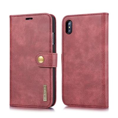 Dg. MING Crazy Horse textuur Flip afneembare magnetische lederen case voor iPhone XS Max met houder & kaartsleuven & portemonnee (rood)