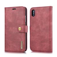 Dg. MING Crazy Horse textuur Flip afneembare magnetische lederen case voor iPhone XS Max met houder & kaartsleuven & portemonnee (rood)